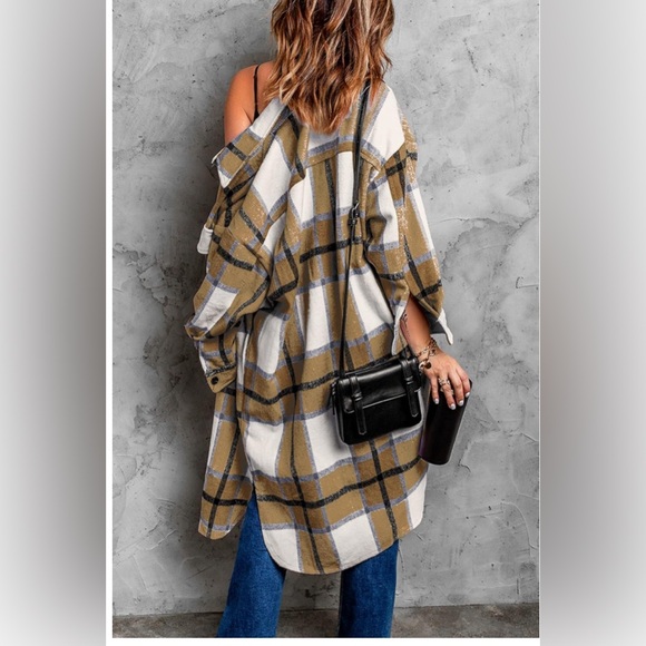 Womens Long flat Jacket Long Sleeve Button Down flannel (chose Color/SZ - Picture 4 of 14